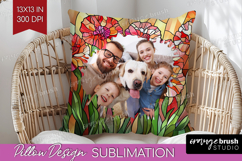 Stained Glass Photo Pillow PNG - Flowers Picture Frame Cover Product Image 1