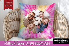 Tie Dye Photo Pillow PNG - Rainbow Picture Frame Pillow Product Image 1