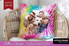 Tie Dye Photo Pillow PNG - Rainbow Picture Frame Pillow Product Image 1