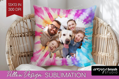 Tie Dye Photo Pillow PNG - Rainbow Picture Frame Pillow Product Image 1