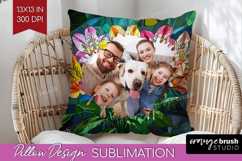 Stained Glass Photo Pillow PNG - Flowers Picture Frame Cover Product Image 1