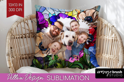 Stained Glass Photo Pillow PNG - Flowers Picture Frame Cover Product Image 1