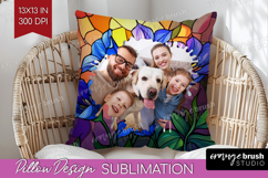 Stained Glass Photo Pillow PNG - Flowers Picture Frame Cover Product Image 1