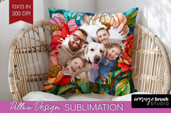 Stained Glass Photo Pillow PNG - Flowers Picture Frame Cover Product Image 1