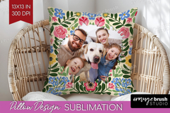Folk Flowers Photo Pillow PNG - Floral Picture Frame Pillow Product Image 1
