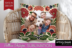 Folk Flowers Photo Pillow PNG - Floral Picture Frame Pillow Product Image 1