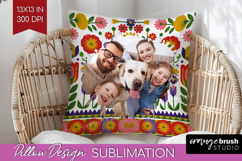 Folk Flowers Photo Pillow PNG - Floral Picture Frame Pillow Product Image 1