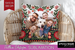 Folk Flowers Photo Pillow PNG - Floral Picture Frame Pillow Product Image 1