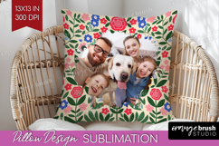 Folk Flowers Photo Pillow PNG - Floral Picture Frame Pillow Product Image 1