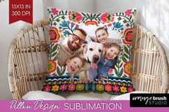 Folk Flowers Photo Pillow PNG - Floral Picture Frame Pillow Product Image 1