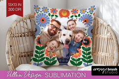 Folk Flowers Photo Pillow PNG - Floral Picture Frame Pillow Product Image 1