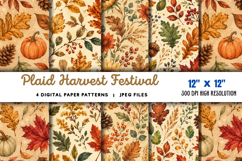 Plaid Harvest Festival Digital Paper JPG Product Image 1