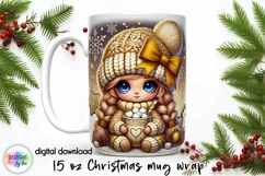 Christmas Coffee Mug Wrap, Christmas Baby Gnome, Cute Doll Product Image 1