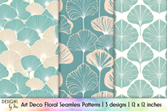 Art Deco Ginkgo Floral Seamless Patterns, Modern Floral Product Image 1