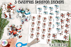 Funny Christmas Skeleton Stickers | Santa Skull Clipart Product Image 1