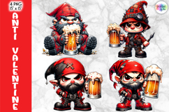 Anti-Valentine Rock Gnomes Clipart, Gothic Valentine Gnome Product Image 1