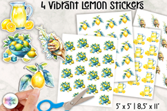 Vibrant Lemon Stickers, Citrus Illustrations, Printable PNG Product Image 1