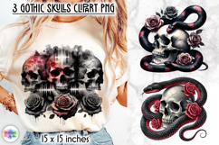 Gothic Skull Clipart, Dark Roses &amp; Crow Skull PNG Product Image 1