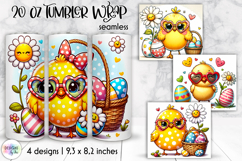Cute Easter Animal Tumbler Wraps, 20oz Tumbler Sublimation Product Image 1