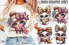 Funny Leopard Print Snowman Clipart, Christmas Snowman PNG Product Image 1