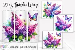 Watercolour Flowers Tumbler Wrap, Syringa Flowers PNG Product Image 1