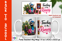 Peacock Teacher Mug Wrap PNG Funny Gift, Back to School PNG Product Image 1