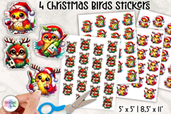 Funny Christmas Birds Stickers, Wine Lover Christmas Sticker Product Image 1