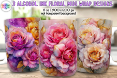 Alcohol Ink Floral Mug Wrap | Spring Flowers Mug Print Product Image 1