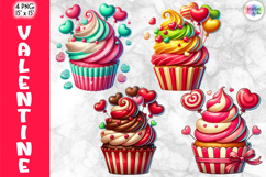 Valentine Cupcake Clipart, Cute Cartoon Love Desserts PNG Product Image 1