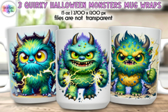 Quirky Halloween Monsters Mug Wraps, Cute and Funny Mug Wrap Product Image 1