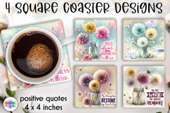 Spring Floral Coaster Sublimation, Positive Quotes Coasters Product Image 1