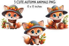 Autumn Retro Animal Clipart, Cute Fall Animals, Baby Animal Product Image 1