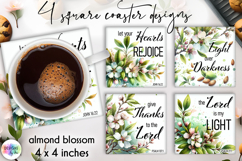 Religious Quotes and Almond Blossoms Coasters, Christian PNG Product Image 1