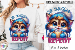 Cute Winter Animal Sublimation, Hot Cocoa Quote PNG, Cozy Product Image 1