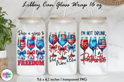 Patriotic Libbey Can Glass Wrap, 16 oz Can Glass Sublimation Product Image 1
