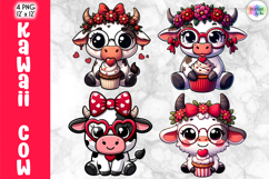 Cute Valentine Highland Cow Clipart Bundle, Baby Cow Kawaii Product Image 3