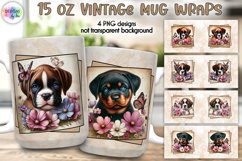 Puppy with Flowers Vintage Mug Wraps, 15 oz Dog Lover Mug Product Image 1