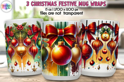 Christmas Ornaments Mug Wrap, Watercolour Christmas Mug Wrap Product Image 1