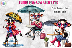 Funny Diva Cow PNG Clipart, Glamorous Cow Sublimation Product Image 1
