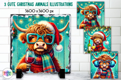 Cute Christmas Animals Illustration, Wine Lover Christmas Product Image 1