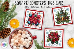 Embroidery Christmas Coasters | 3D Embroidery Effect Coaster Product Image 1