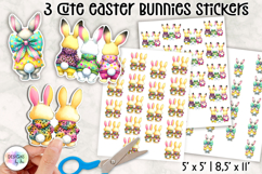 Cute Easter Bunny Stickers, Colorful Bow Bunnies Product Image 1