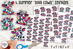 Summer Cows Stickers PNG, Cute and Stylish Cow Clipart Product Image 1