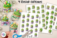 Easter Cupcake Stickers, Printable Stickers, Easter Bunnies Product Image 1