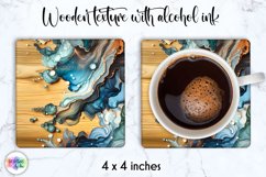 Abstract Wooden Coaster | Alcohol Ink Square Coaster Design Product Image 1