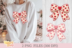 Faux yarn Valentines Bow Heart PNG Product Image 1