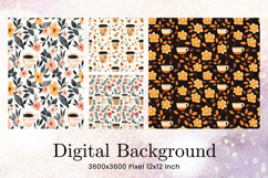 Coffee Flower Background Wallpaper Pattern Digital Paper_6 Product Image 1