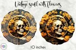 Skull with Marigold Flowers Vintage Wind Spinner Sublimation Product Image 1