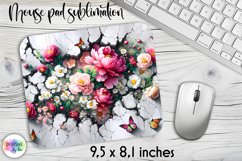 Cracked Wall with Flowers Mouse Pad, Floral Mouse Pad Print Product Image 1