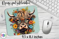 Heifer with Flowers Mouse Pad, Vintage Distressed Heifer PNG Product Image 1